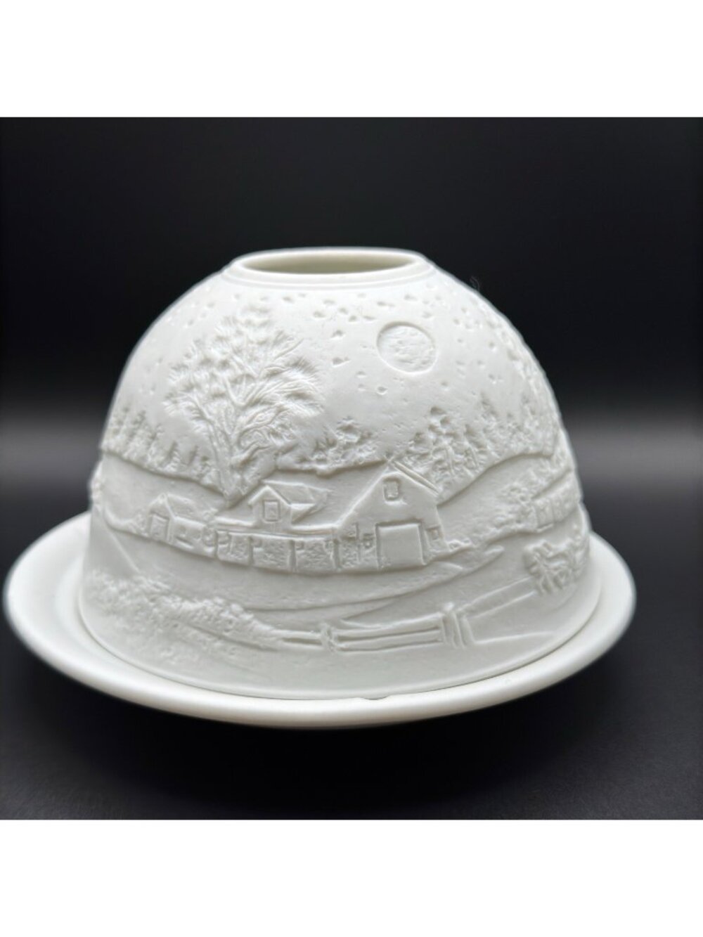 Lithophane Hellmann Starlight Porcelain Tealight Dome Winter Village Nr 0715